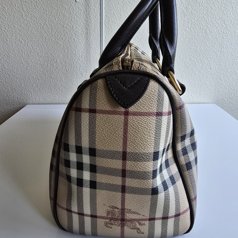Burberry Haymarket Check Boston Bag Brown - Picture 3 of 16